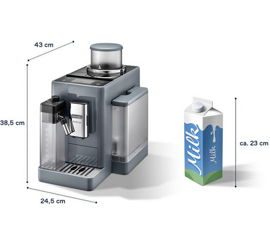 DE'LONGHI Kaffeevollautomat Rivelia EXAM440.55.G – 16 Kaffee-Rezepte, 2 Barista-Bohnenbehälter, grau Extra-Shot-Funktion, Innovatives Bean-Switch System, Touchdisplay