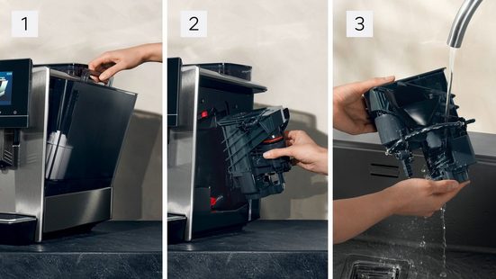 Kaffeevollautomat EQ900 TQ903D43, intuitives 6,8" TFT-Display, Geräuschreduzierung App-Steuerung, Barista-Modus, AromaSelect, 3 Profile, edelstahl