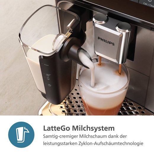 Kaffeevollautomat EP3347/90 3300 Series, 6 Getränke (heiß oder eisgekühlt) LatteGo-Milchsystem, SilentBrew Technologie, Chrom-Schwarz