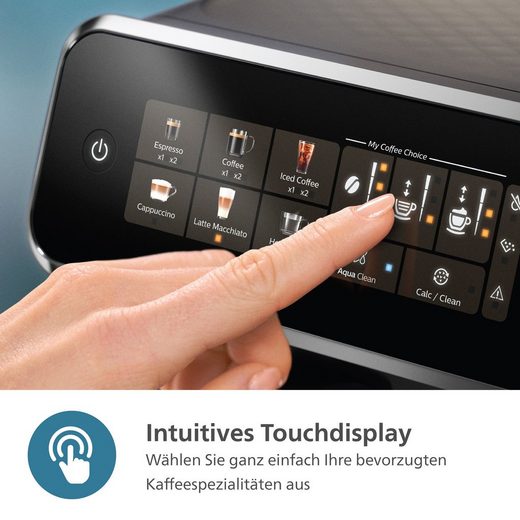 Kaffeevollautomat EP3347/90 3300 Series, 6 Getränke (heiß oder eisgekühlt) LatteGo-Milchsystem, SilentBrew Technologie, Chrom-Schwarz