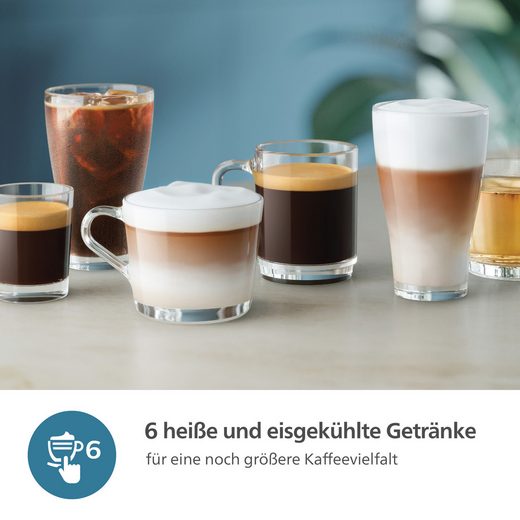 Kaffeevollautomat EP3347/90 3300 Series, 6 Getränke (heiß oder eisgekühlt) LatteGo-Milchsystem, SilentBrew Technologie, Chrom-Schwarz